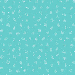 Seamless pattern of kids toys. Baby background, vector illustration.