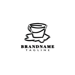 cleaning bucket logo cartoon design template icon black cute vector illustration
