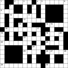 15x15 crossword puzzle. Grid with numbers. Vector illustration.