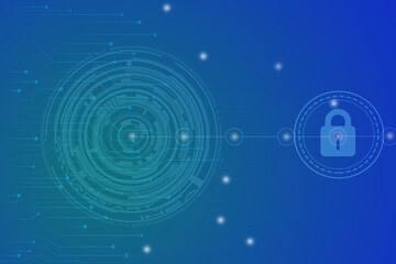 2d illustration lock security with futuristic background
