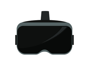 Black and gray virtual reality glasses isolated on a white background. Front view. Flat vector illustration