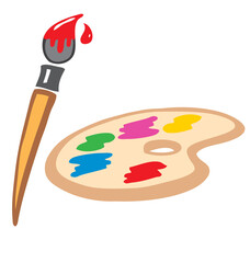 hand painted painters art palette and brush