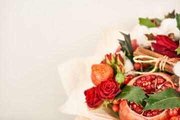 bouquet with red fruits cinnamon decoration gift organic