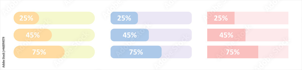 Poster loading icons set. load bar collection. loading bar progress candy colour icons, load sign. vector i