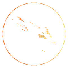Solomon Islands digital badge. Dotted style map of Solomon Islands in a circle. Tech icon of the country with gradient dots. Elegant vector illustration.