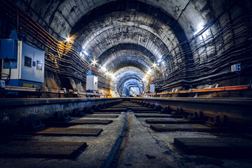 Underground transport tunnel, subway tunnel, St. Petersburg