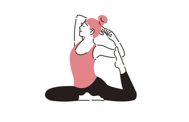 ヨガをする女性マーメイドのポーズ