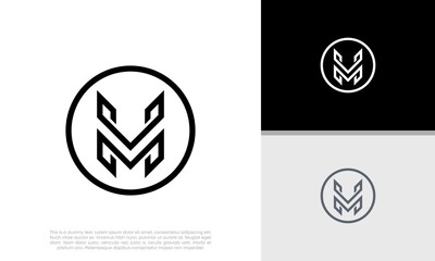 Initial M logo design. Innovative high tech logo template. 