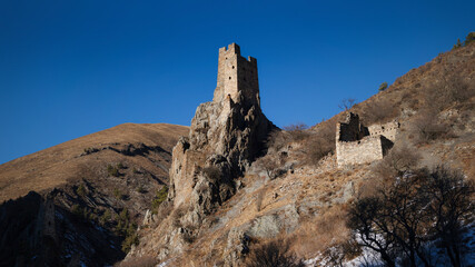 Fototapeta na wymiar Vovnushki towers in Ingushetia