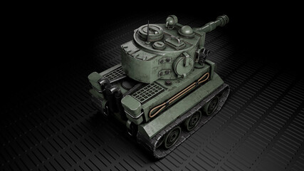 Battle tank. Against a dark background. Render. 3D illustration.