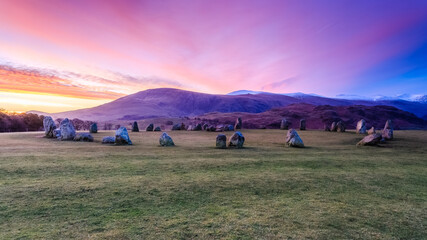 Sunrise at Castlerigg Stone Circle in The Lake District, England