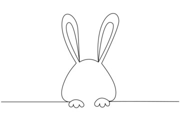 Easter bunny with one continuous line, vector illustration.