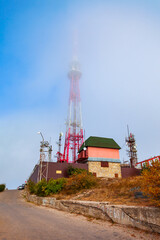 Fototapeta na wymiar Cellular base station antenna tower, Pyatigorsk