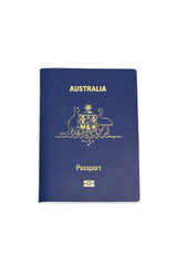 Australian passport with white background