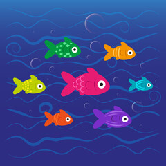 Fototapeta na wymiar Colorful and patterned fish underwater. vector illustration