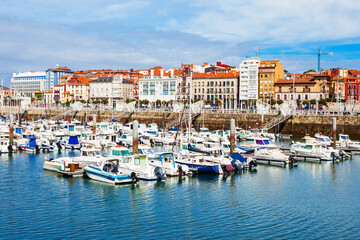 Fototapeta na wymiar Gijon city marina in Asturias, Spain