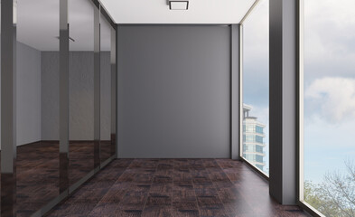 Furniture set with table, chairs and devices. 3D rendering.. empty  room.