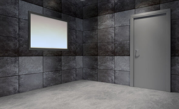 Modern bathroom including bath and sink. 3D rendering.. Blank paintings.  Mockup.