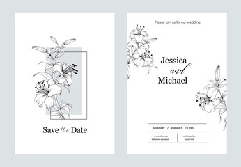 Floral invitation card. Wedding botanical template.