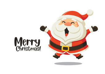 Santa Claus character design. Santa Claus jumping excitedly with mouth open big. Vector