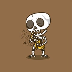 cute cartoon skull character playing sexophone. vector illustration for mascot logo or sticker