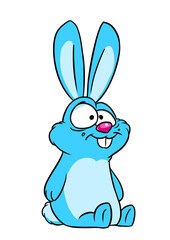 Blue rabbit sitting character animal illustration cartoon