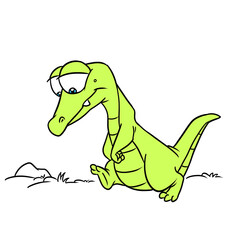 Sad little green crocodile sad goes illustration cartoon