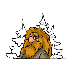 Beard man portrait worker forest illustration cartoon