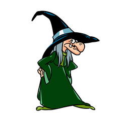 halloween Witch black hat character illustration cartoon - obrazy, fototapety, plakaty