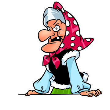 Grandma angry emotions character illustration cartoon