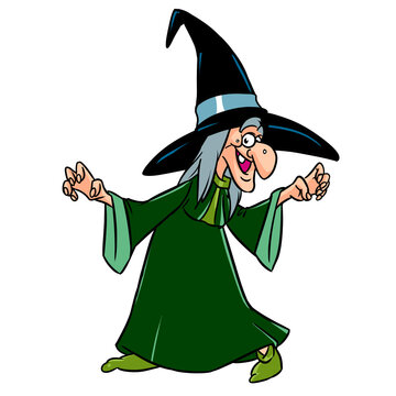 Witch black hat character joy illustration cartoon