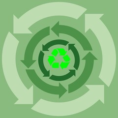 Recycle symbol arrows of different shades of green 