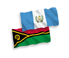 Flags of Republic of Guatemala and Republic of Vanuatu on a white background