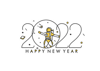 Happy New Year 2022 with astronaut Design, Vector illustration.