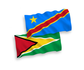 Fototapeta premium Flags of Co-operative Republic of Guyana and Democratic Republic of the Congo on a white background