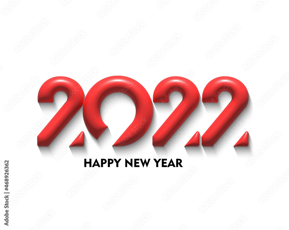 Sticker 3d effect happy new year 2022 text typography design patter, vector illustration.