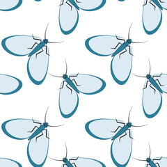 Illustration on a square background - stylized moths - graphics. Summer, insects, unbearable ease of life
