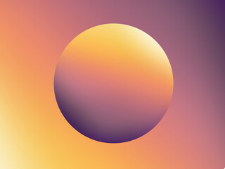 yellow to black gradient sphere illustration on a colorful gradient background. an abstract background in trendy contemporary style with copy space.
