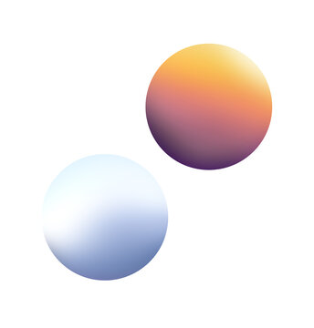 two gradient balls illustration in trendy color. the colorful spheres in gradient yellow and white on a white background for banner, template, web element, etc. creative element in contemporary style.