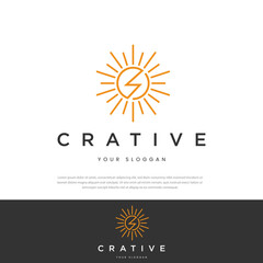 Fototapeta premium Logo design illustration simple line energy sun