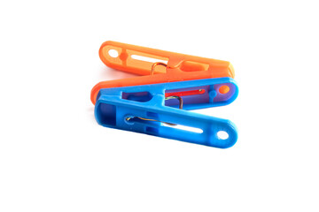 Colorful Plastic Clothespins Insulated on White Background