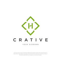 Letter logo illustration flower H. icon, logo design, template, monogram, vector. business logo