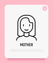 Smiling woman thin line icon. Modern vector illustration of avatar.
