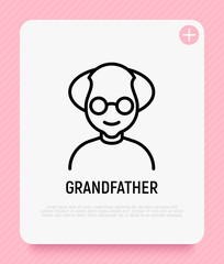 Grandfather in eyeglasses thin line icon. Modern vector illustration for avatar.