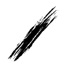 Fototapeta premium a single rough brush stroke in black. an abstract smudged of the paintbrush for a bar, border, copy space, and decorative element.
