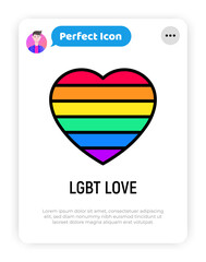 Heart in rainbow color, LGBT symbol. Modern vector illustration.