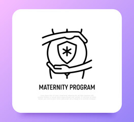 Maternity program, pregnancy insurance thin line icon. Modern vector illustration.