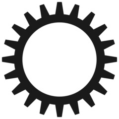 Zahnrad Symbol in schwarz als vektor. Isolierter weißer Hintergrund.