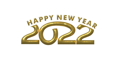Obraz premium 3D Effect Happy New Year 2022 Text Typography Design Patter, Vector illustration.