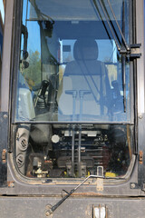 Excavator cabin close up